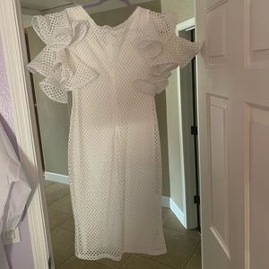 Why White Net Ruffle Dress with Lining